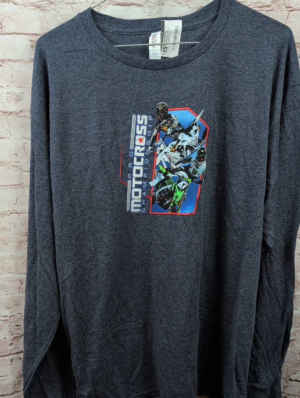 Men's Dark Heather Gray MotoCross Graphic Long-Sleeve Large Nwt New